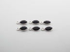 Black Onyx Silver Bezel 7x4mm, Single Connector, Black Onyx Charm