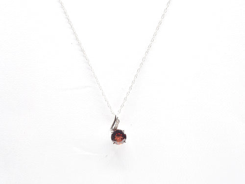 10K White Gold Garnet with Diamond Pendant