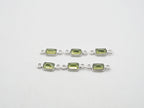 6x4mm Peridot Silver Bezel, Double Connector, Peridot Bezel, Peridot Charm