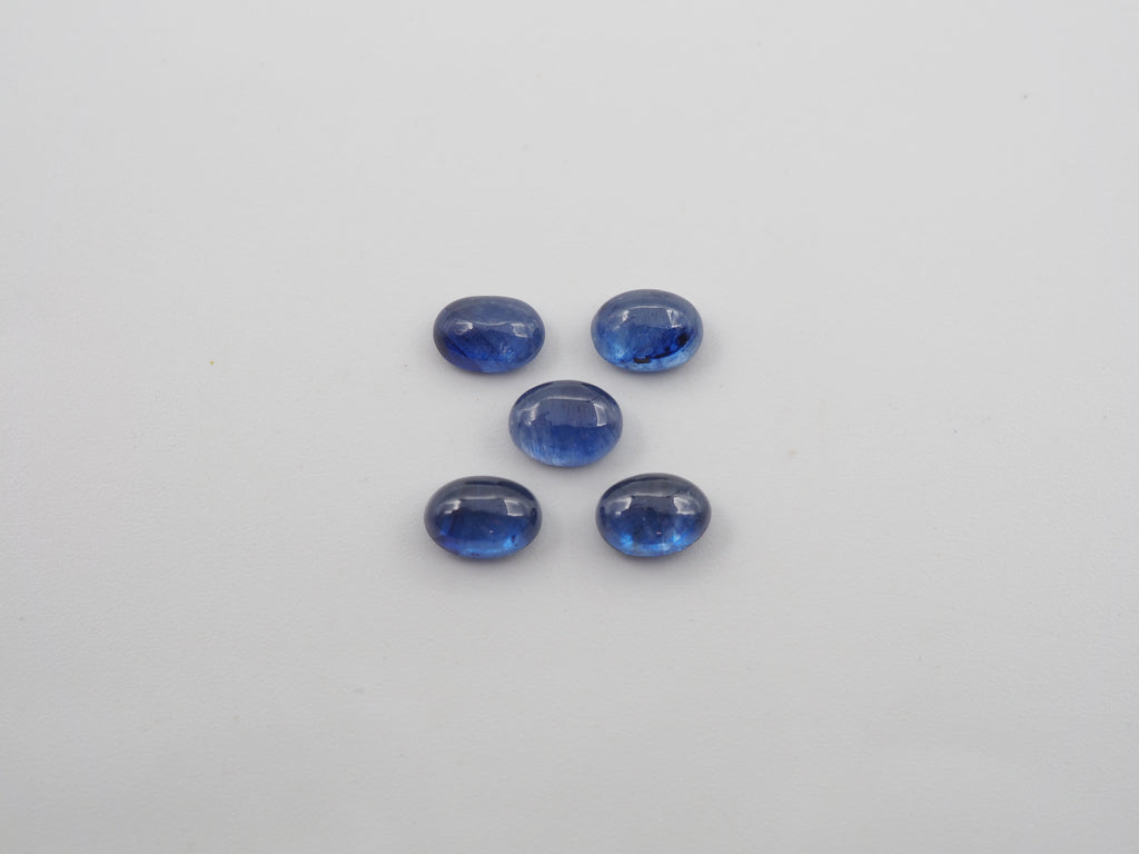 Blue Sapphire  Cabochon  Oval Shape 7x5 mm 5 pieces, Approximately 7 Carat  (GTG-BSC-11)