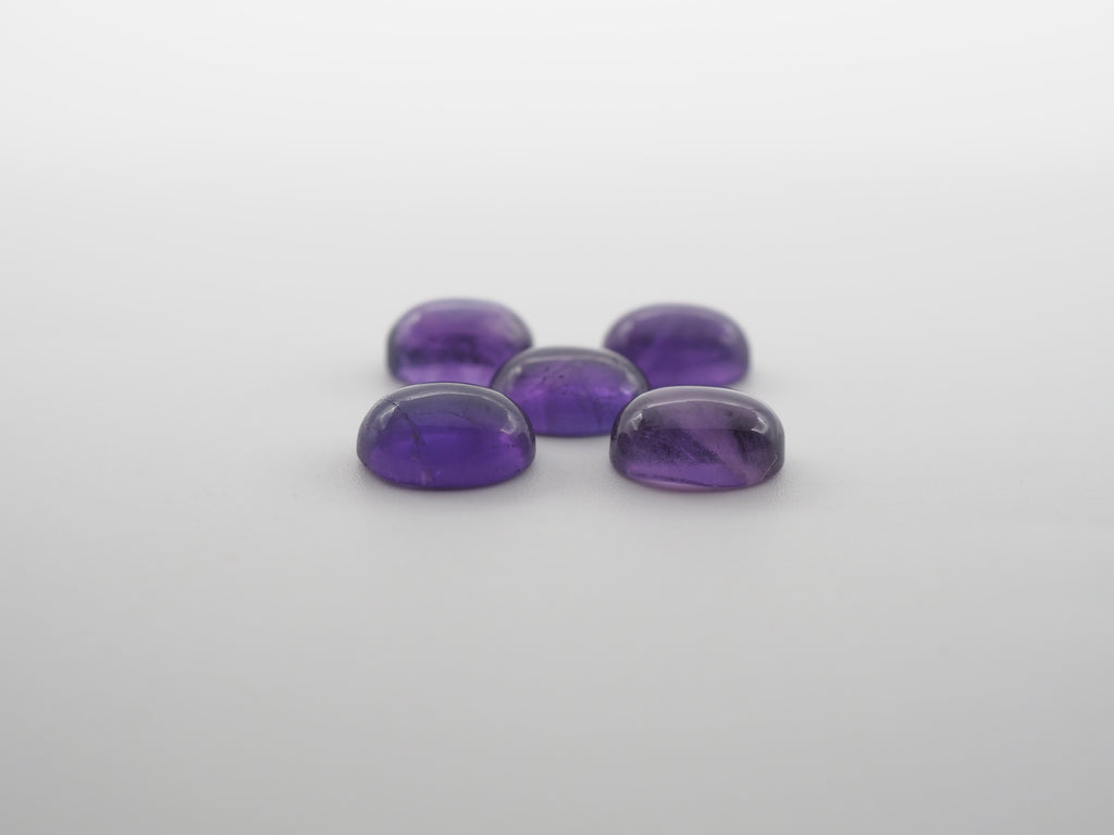 Amethyst Cabs Oval 10x8mm Approximately 13.80 Carat, 5 Pieces