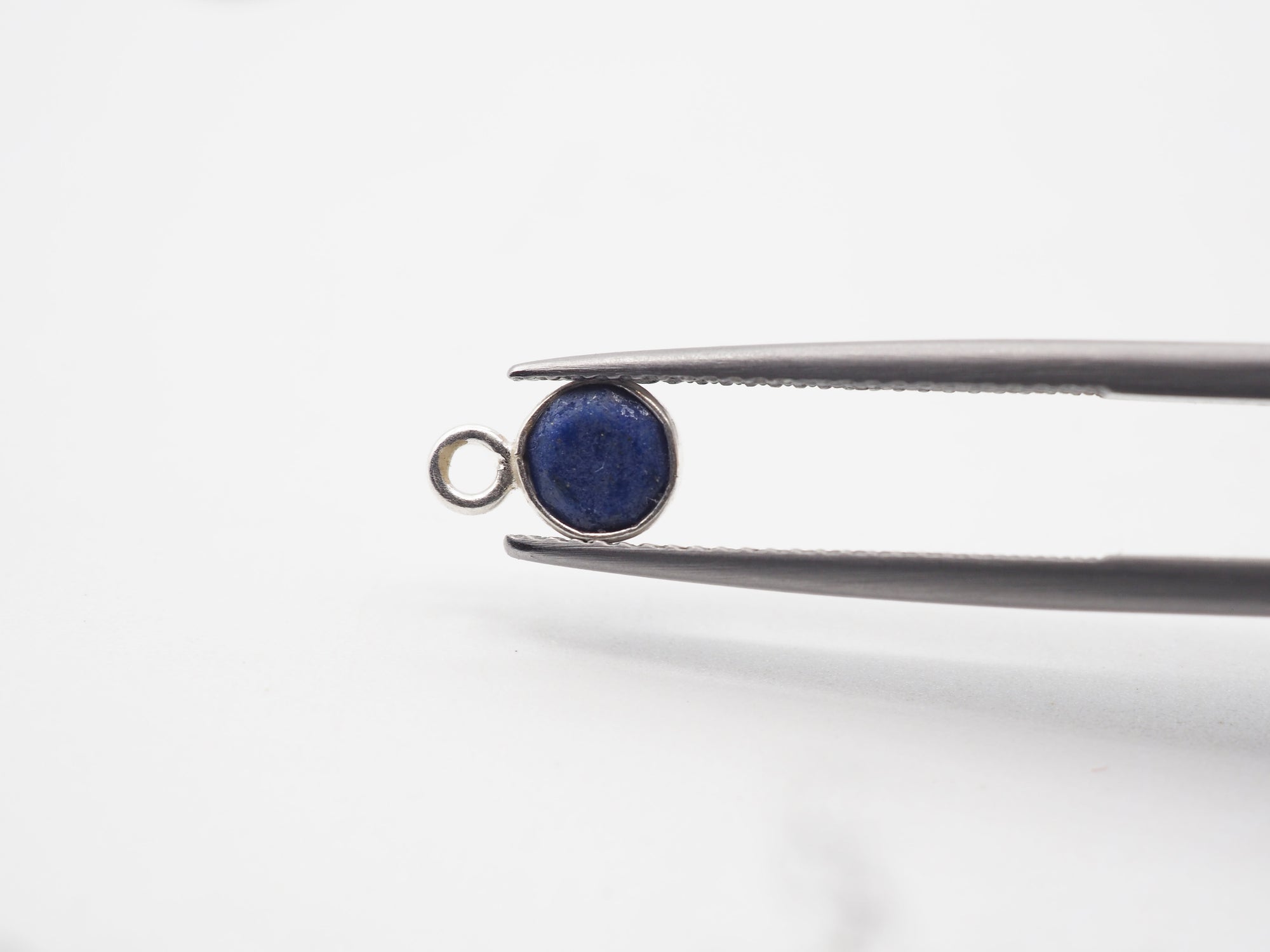 Lapis Silver Bezel 5mm , Single Connector, 925 Sterling Silver