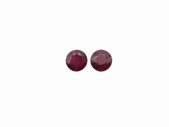 Madagascar Ruby Round 6 mm Approximately 2.49 Carat, 2 Pieces