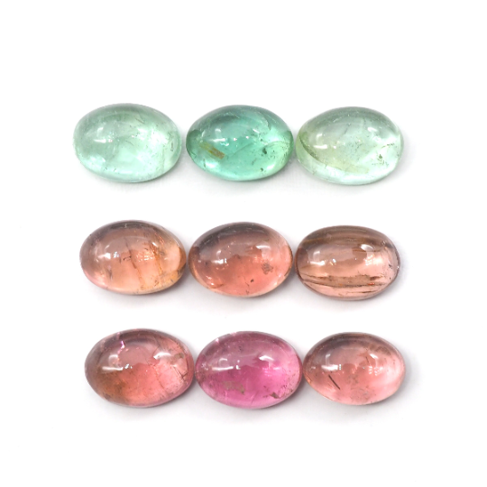 Tourmaline Multi-Color Cabs Oval 7 x 5 mm Approximately 8.45 Carat