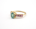 18K Yellow Gold Apatite and  Pink Sapphire Ring