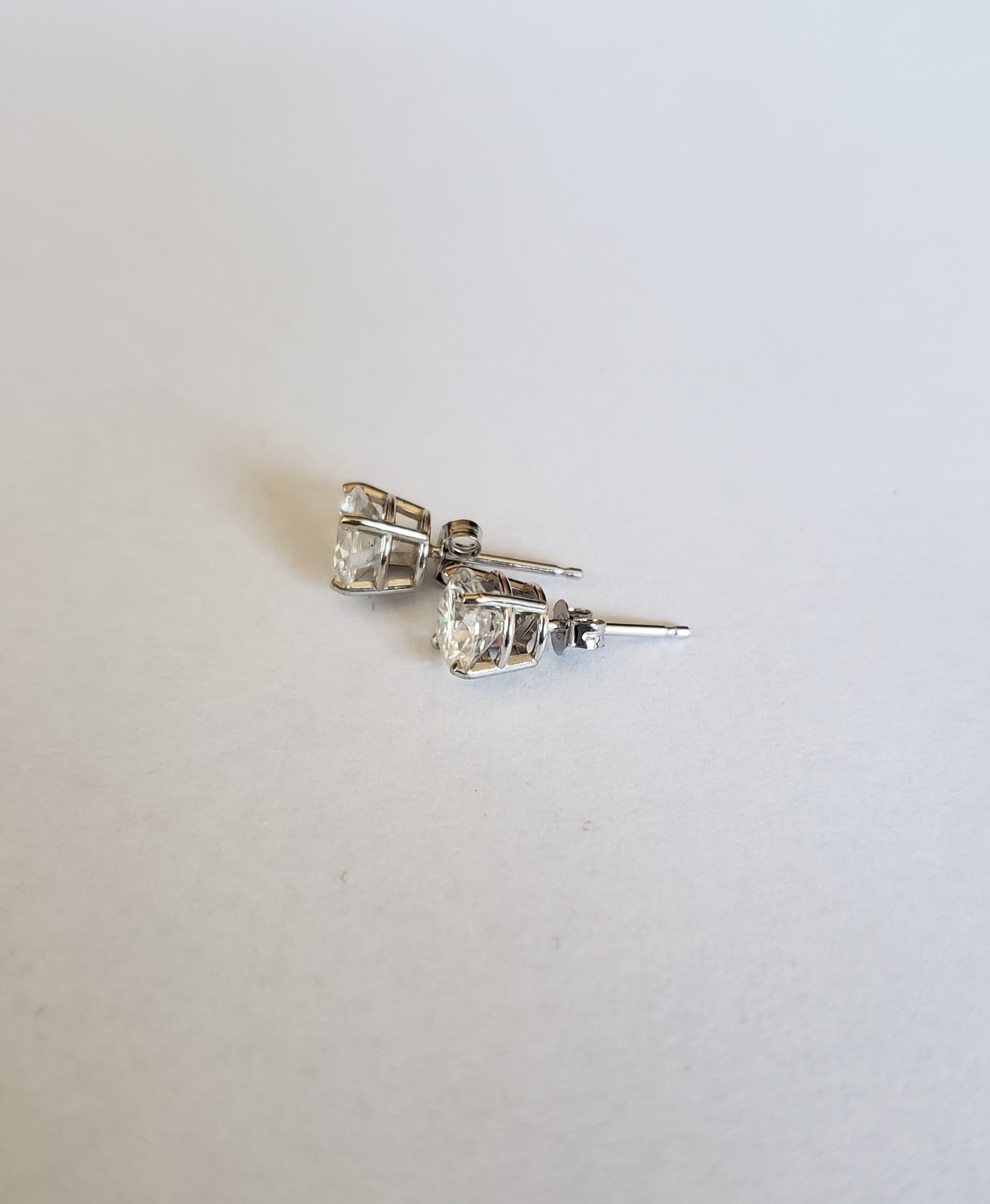 14K White Gold Moissanite Round 6mm Stud, Moissanite Earring,