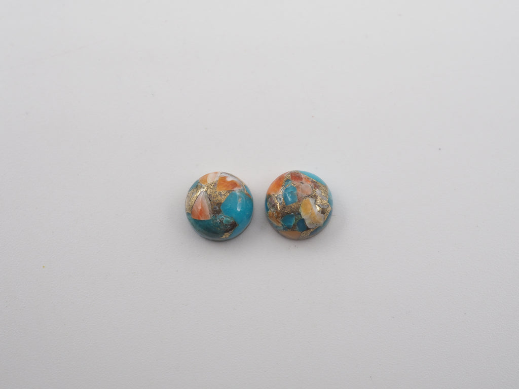 Oyster Copper Turquoise Cabochon Round 9 mm Approximately 5.5 Carat (GTG-OT-41)