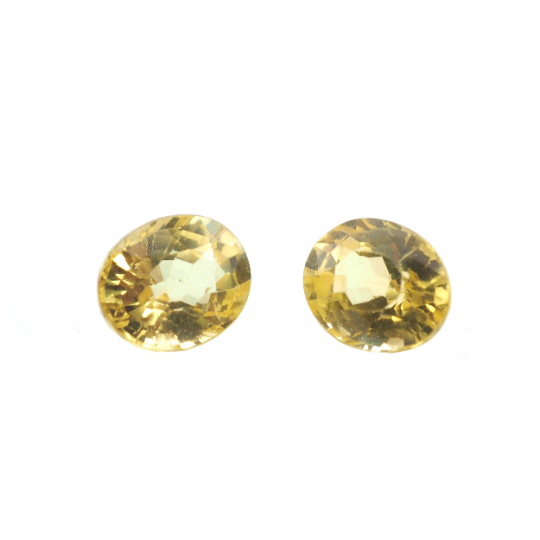 Yellow Sapphire Oval Shape 6x5x3.5mm  Matching Pair Approximately 1.90 Carat