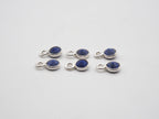 Lapis Silver  Bezel 4mm , Single  Connector, 925 Sterling Silver