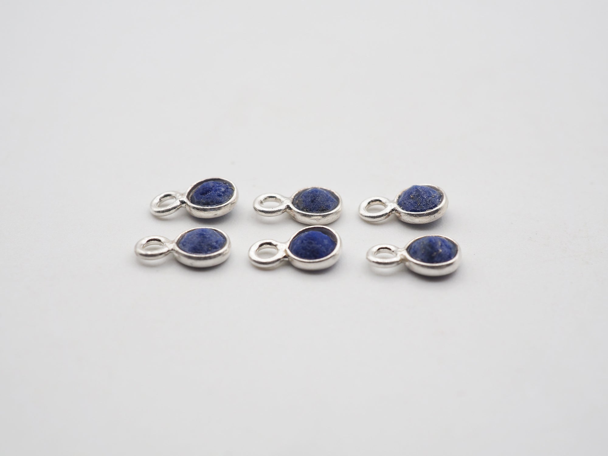 Lapis Silver  Bezel 4mm , Single  Connector, 925 Sterling Silver