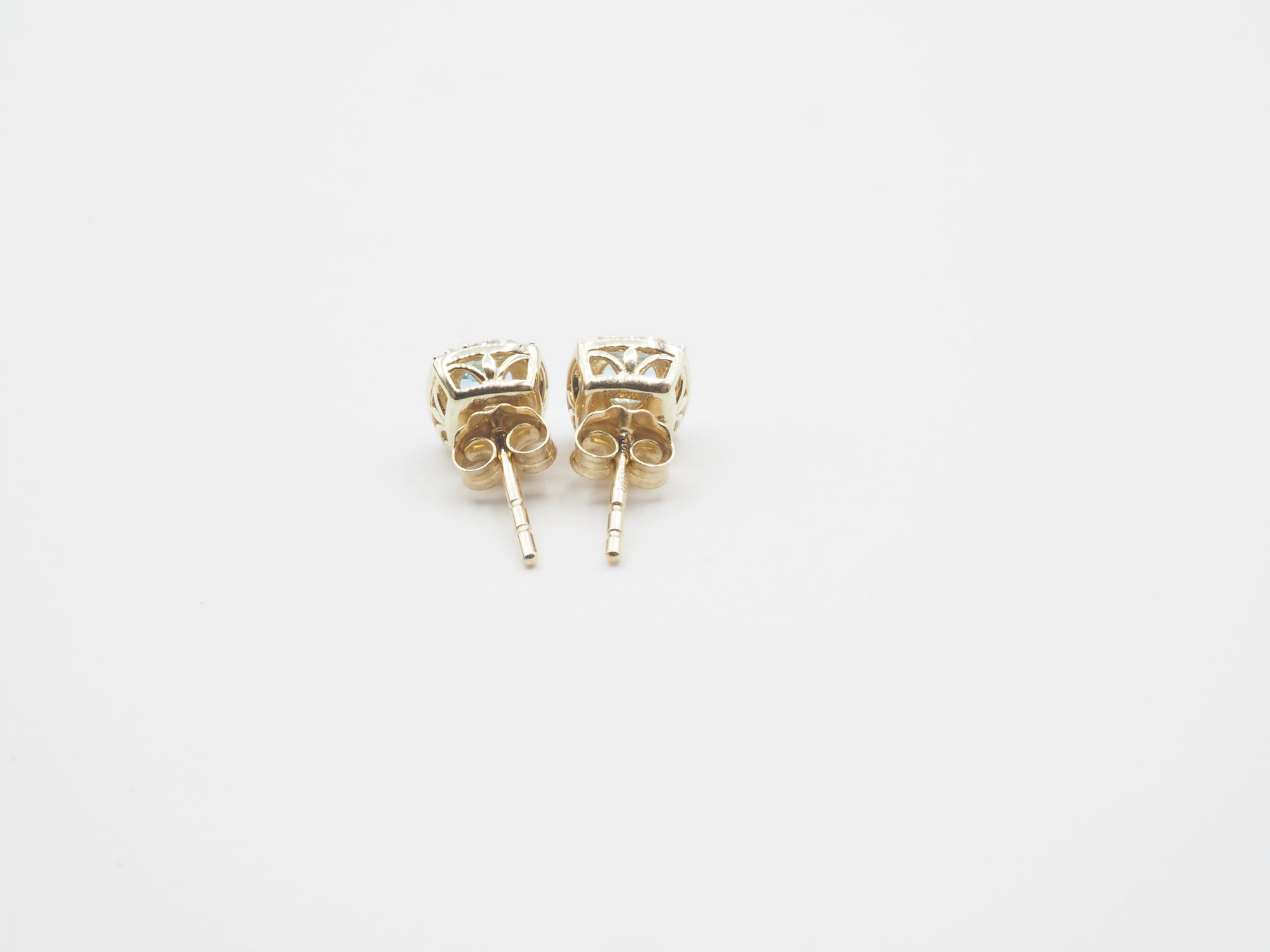 10K Yellow Gold and Diamond Blue Topaz Stud