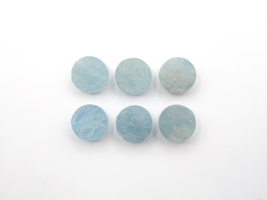 Natural Round Aquamarine Raw Rough Slice bottom flat, 8mm Approximately 15.79 Carat