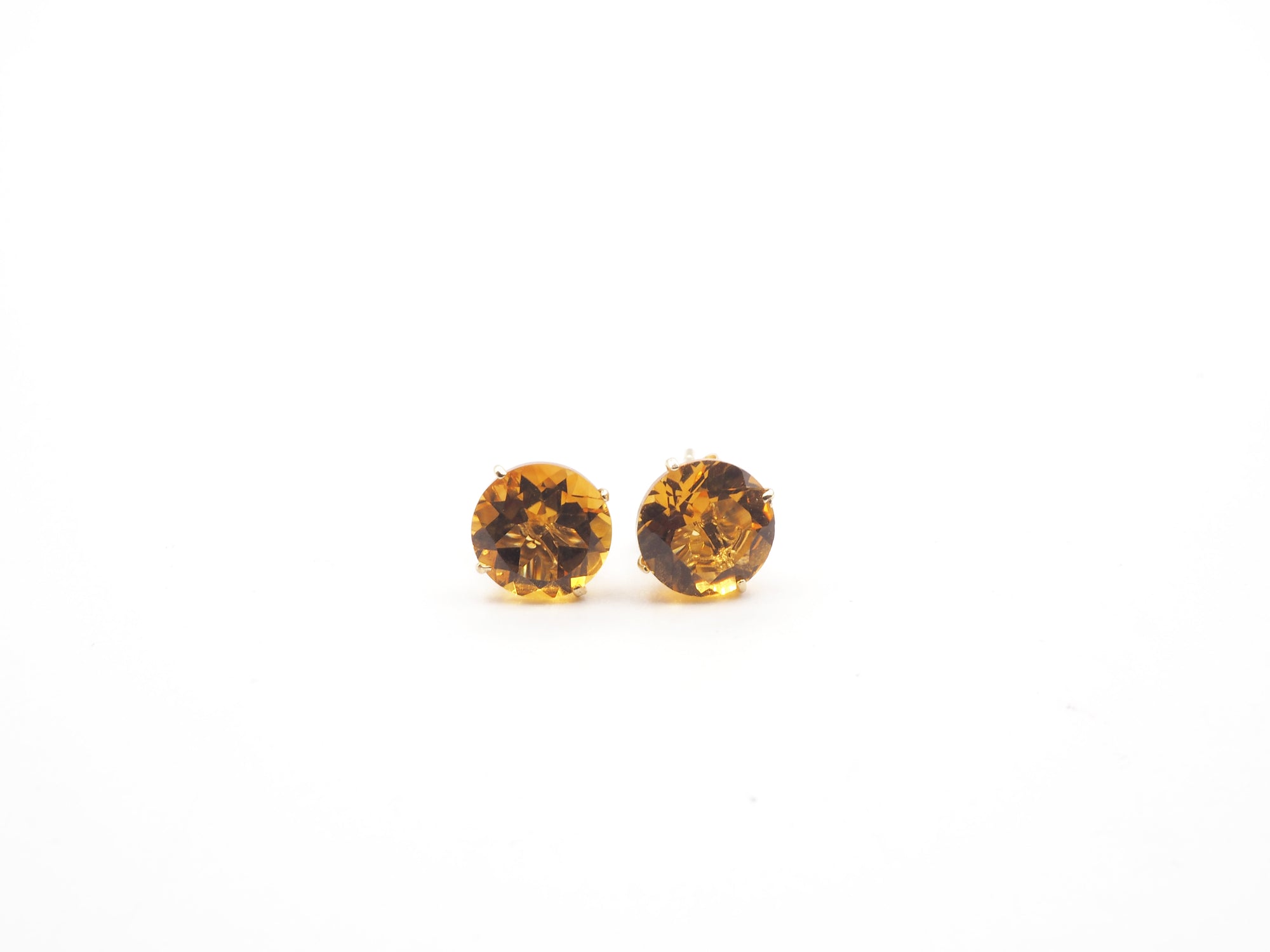 14K Yellow Gold Citrine Stud, Citrine Earring