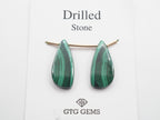Drilled Malachite Matching Pair 23x11mm Approximately 25 Carat