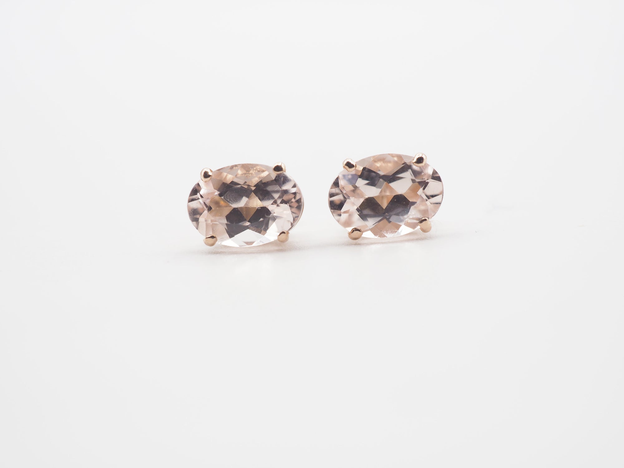 14K Rose Gold  Morganite Stud, Morganite Earring