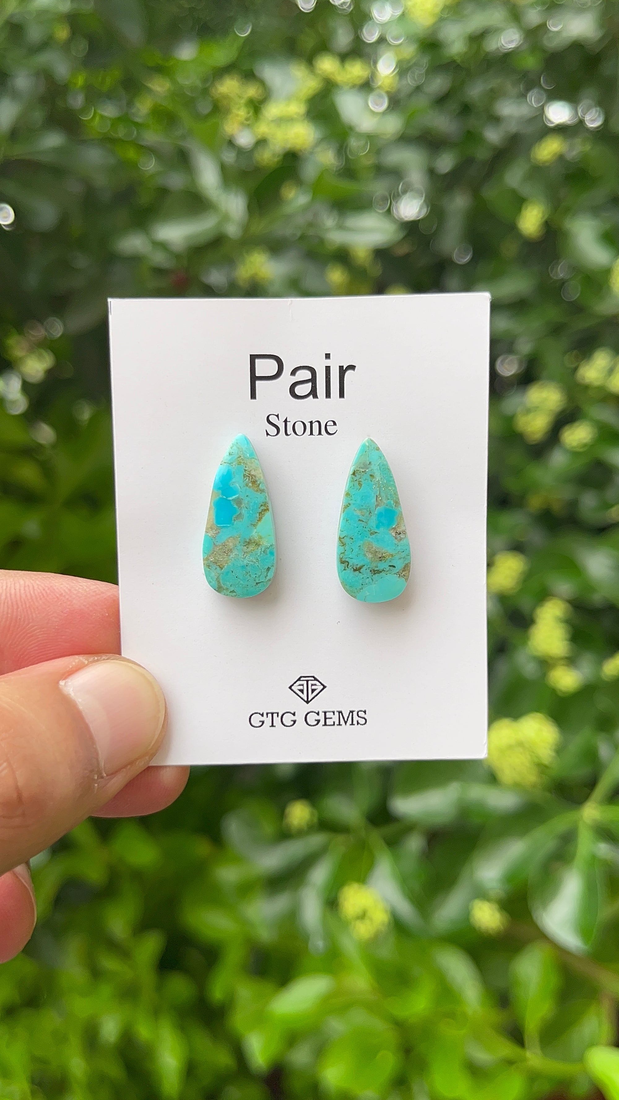 American Turquoise, Cabochon Matching Pair 22x10mm,  Approximately 14 Carat (GTG-MAT-5)