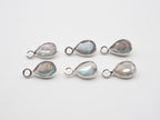 Labradorite Silver Bezel 8x6mm, Single Connector, Labradorite Charm