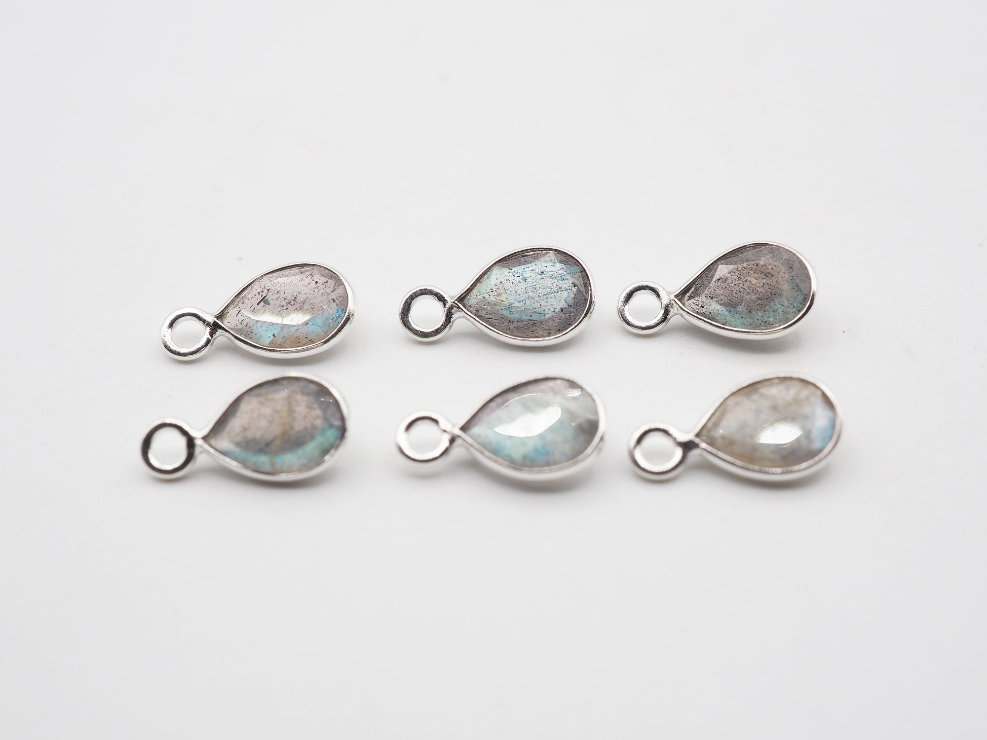 Labradorite Silver Bezel 8x6mm, Single Connector, Labradorite Charm