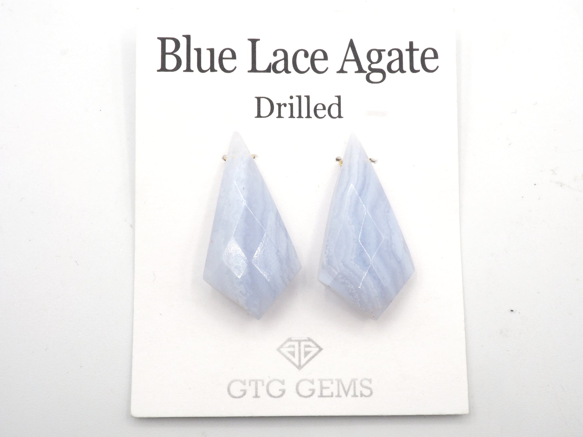 Blue Lace Agate Drilled Shield Shape 30x15mm