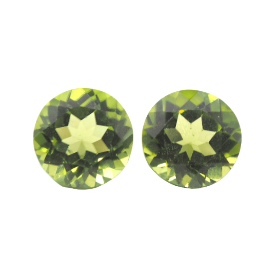 Peridot Round Shape 8 mm Matching Pair Approximately 4.18 Carat