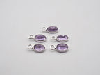 Amethyst Bezel  6x4 mm  Gemstone Connector, Amethyst Bezel, Amethyst  Charm, 925 Sterling Silver