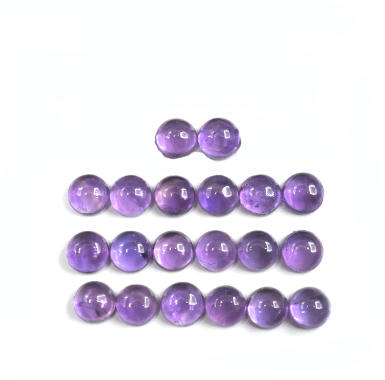 Amethyst Cabs Round 6mm Approximately 18.06 Carat, 20 Pieces