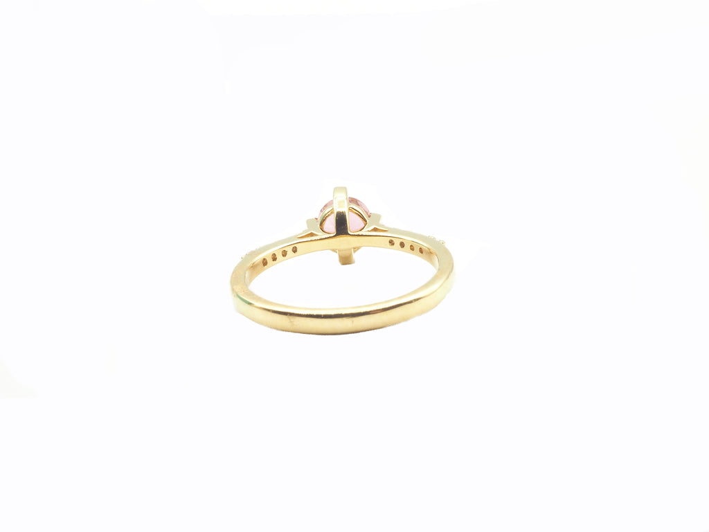 18K Yellow Gold Tourmaline with Diamond Ring