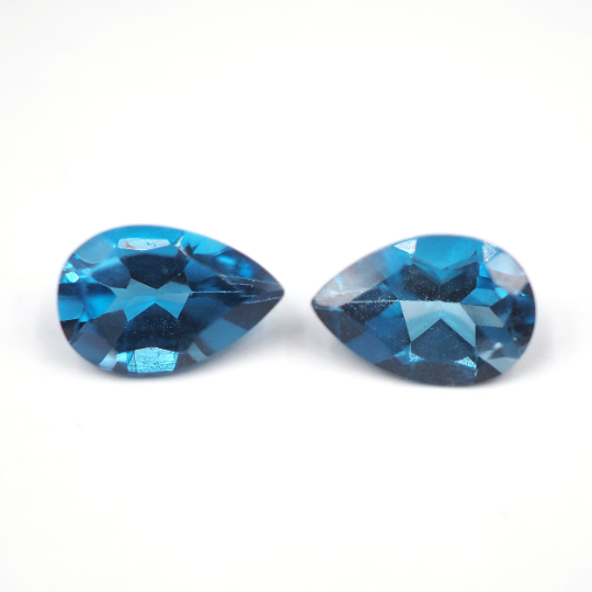 Blue Topaz Pear Shape 9 x 6 x 4 mm Matching Pair Approximately 3.04 Carat