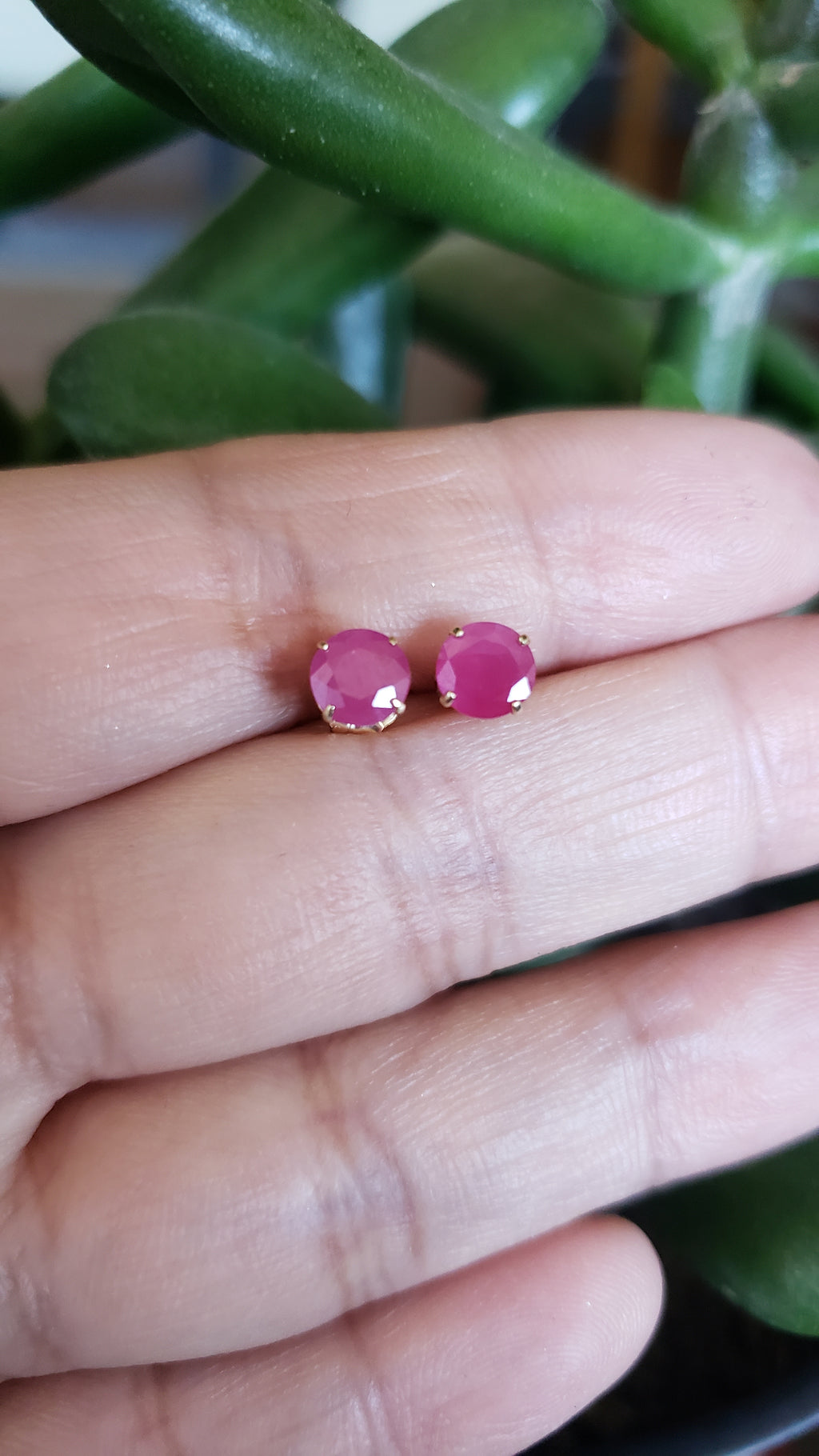 14K Yellow Gold Ruby 5mm Round Stud, Birthstone Stud, Ruby Earring