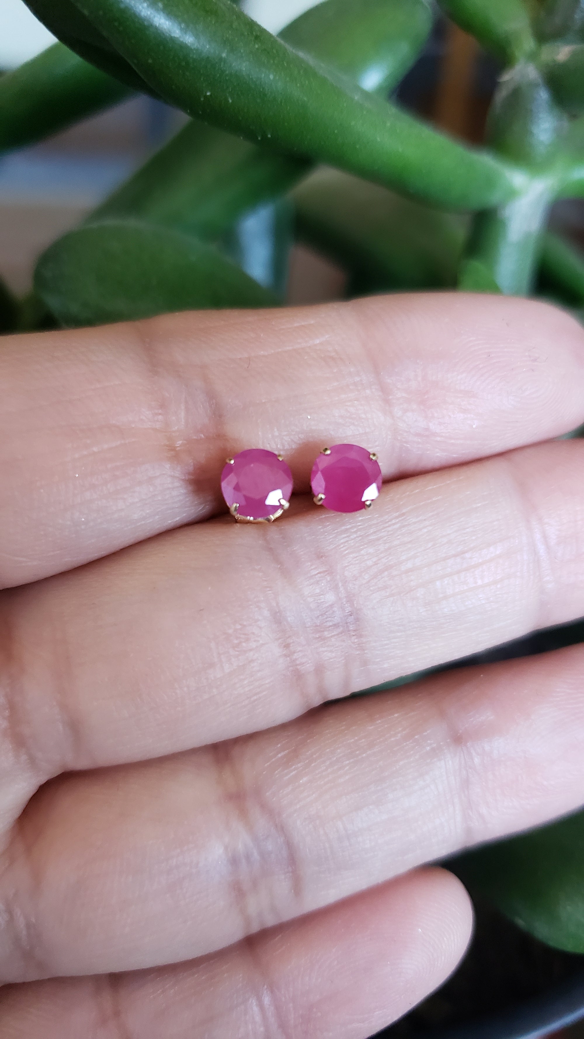 14K Yellow Gold Ruby 5mm Round Stud, Birthstone Stud, Ruby Earring