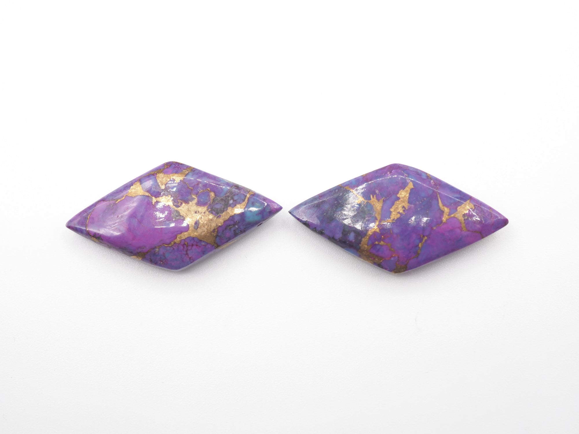 Copper Purple Turquoise  Drilled  Cabochon  Kite Shape 30x15mm