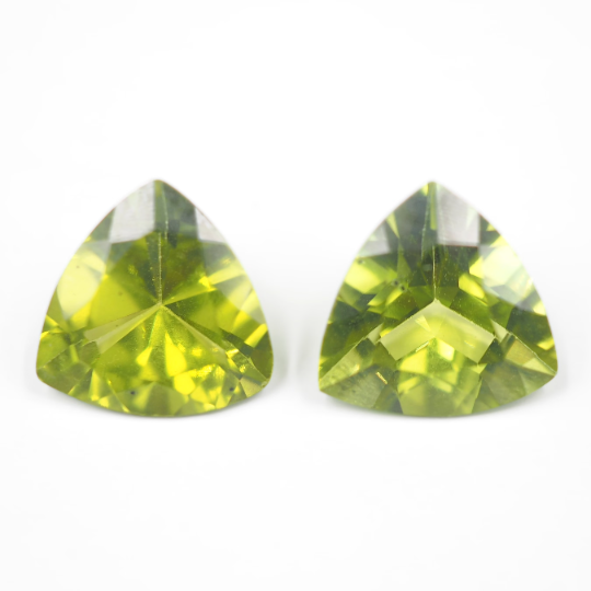 Peridot Trillion Shape 10 mm Matching Pair Approximately 6.17 Carat