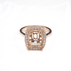14K  Rose Gold Ring Cushion 11x9 mm With White Diamonds , Semi-Mount