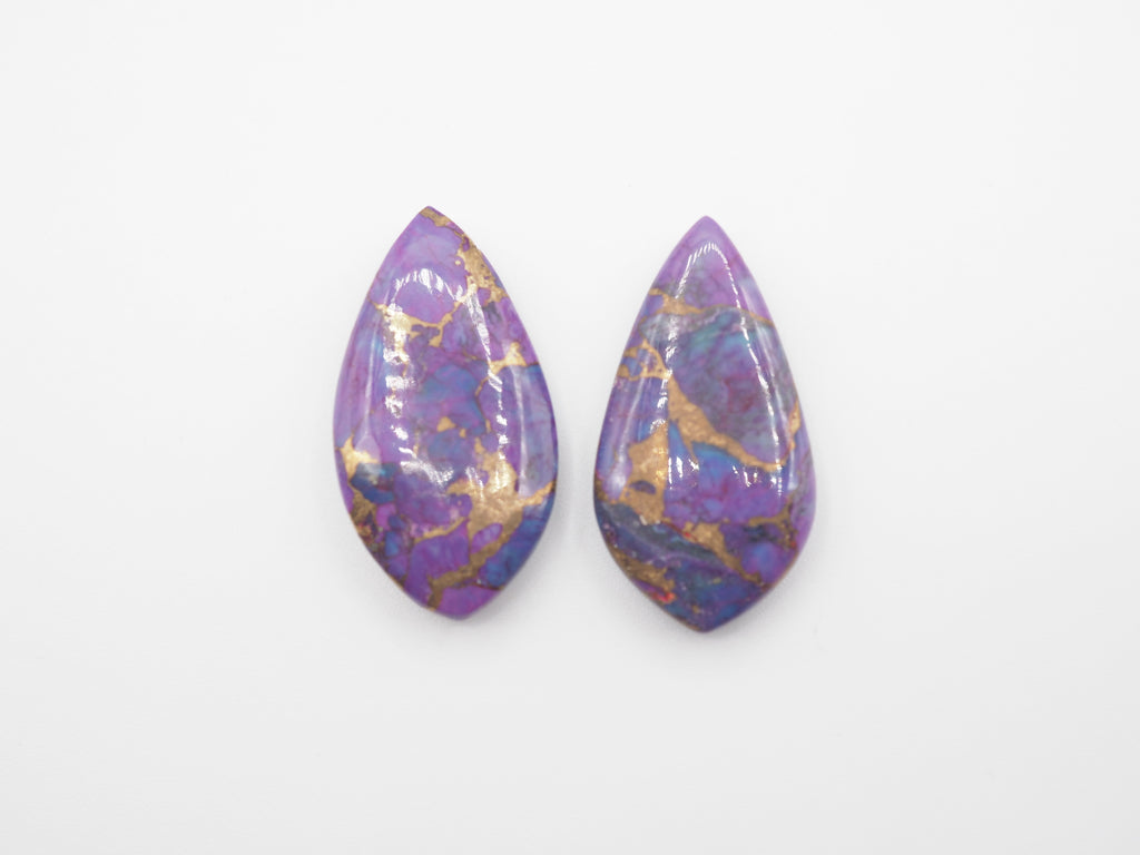Copper Purple Turquoise  Drilled  Cabochon Leaf Shape 30x15mm