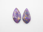 Copper Purple Turquoise  Drilled  Cabochon Leaf Shape 30x15mm