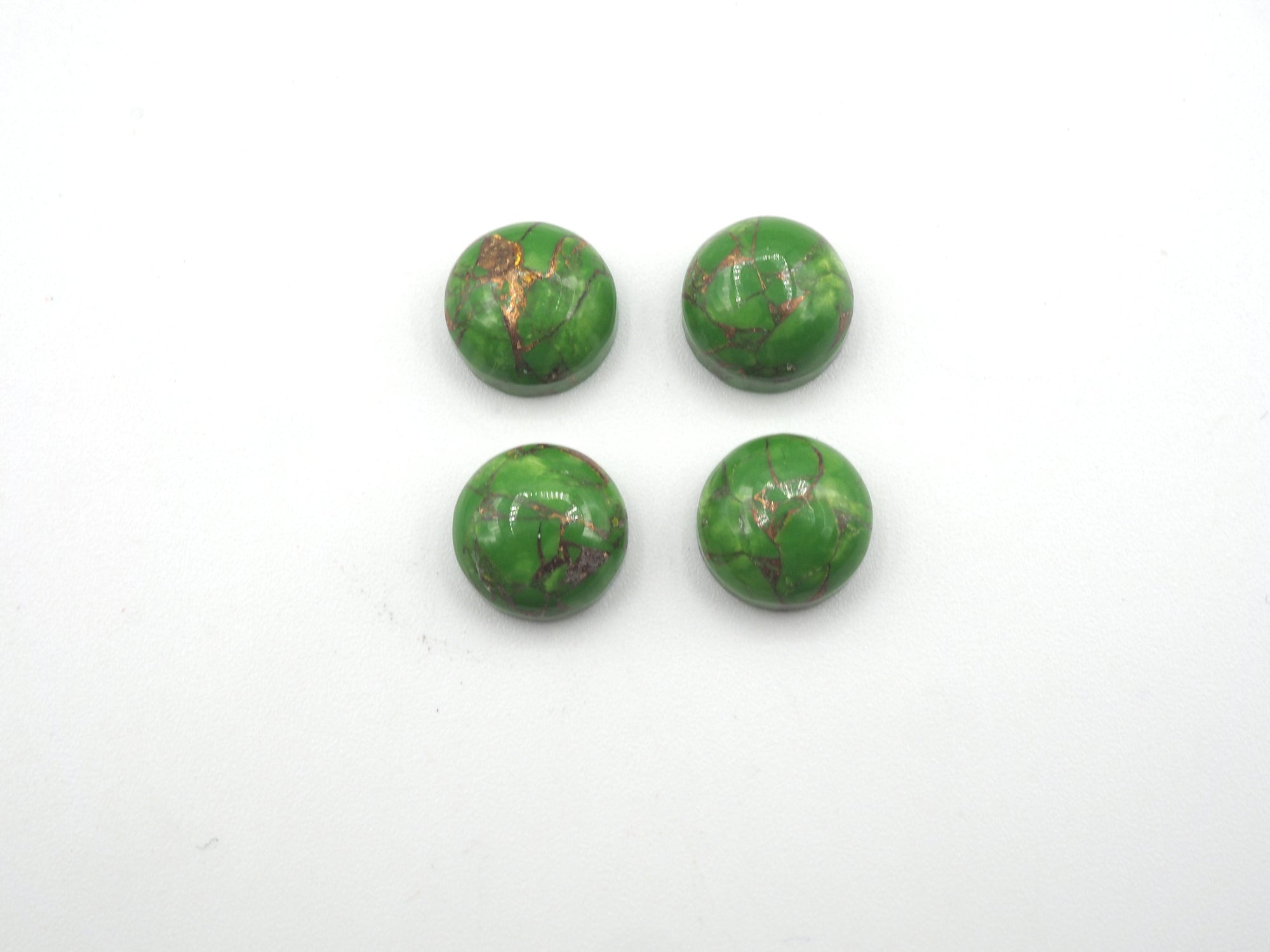 Green Copper Turquoise Cabs Round 9mm Approximately 9.97 Carat