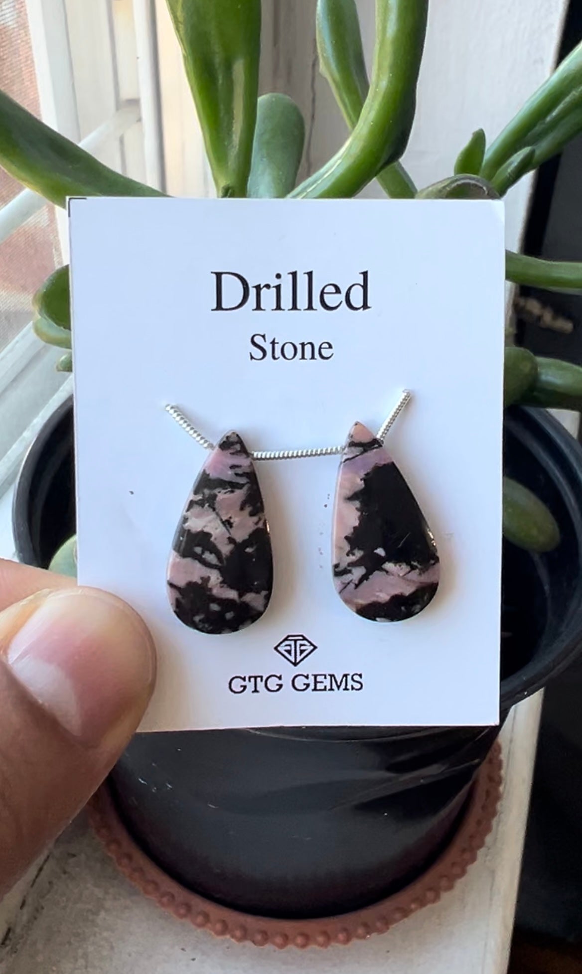 Drilled Pear Shape Rhodonite 24x13mm Approximately 28.50 Carat