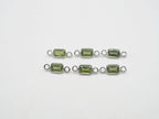 6x4mm Peridot Silver Bezel, Double Connector, Peridot Bezel, Peridot Charm