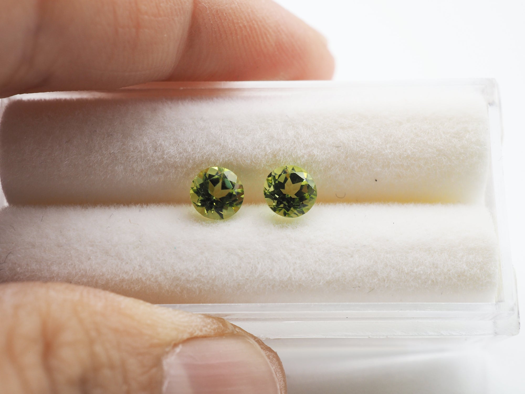 Peridot Round Shape 5 mm Matching Pair Approximately 0.92 Carat