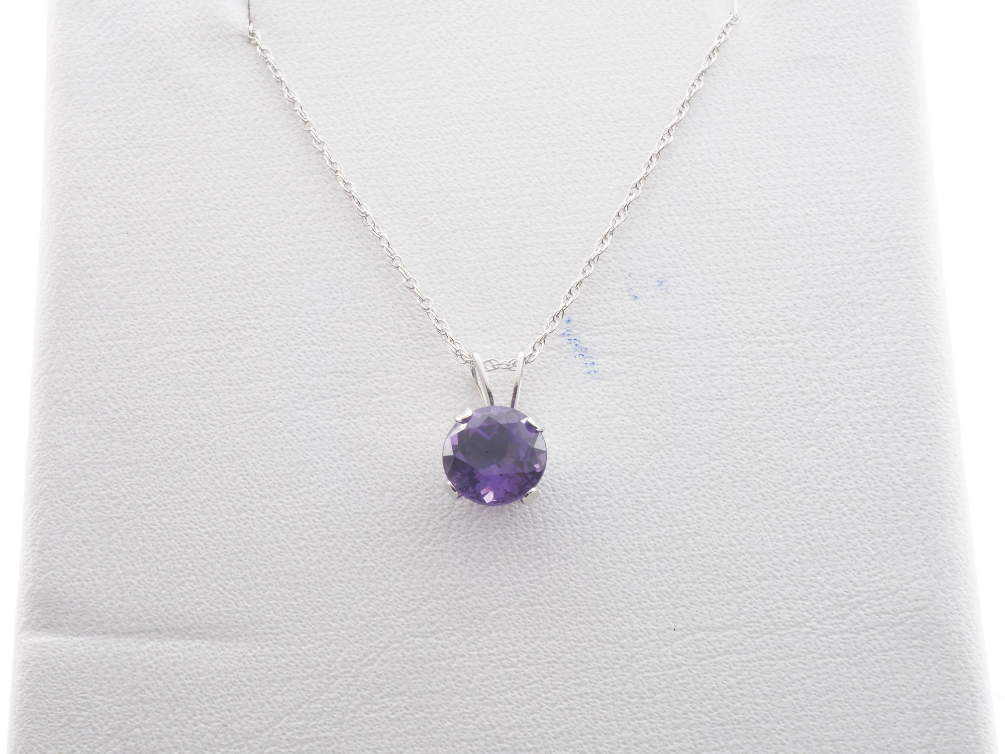 10K White Gold Amethyst Stud and Pendant,