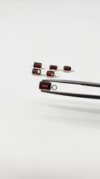 Garnet Bezel  Rectangle 6x4mm , Single Connector, Garnet Bezel, Garnet Charm, 925 Sterling Silver
