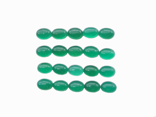 Green Onyx Oval cabs 8x 6mm  Approximately 16.58 Carat