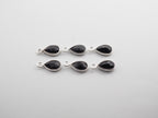 Black Onyx Silver Bezel 7x5 mm, Single Connector, Black Onyx Charm