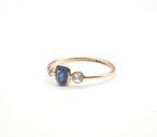 14K Yellow Gold Blue Sapphire with Diamond Ring