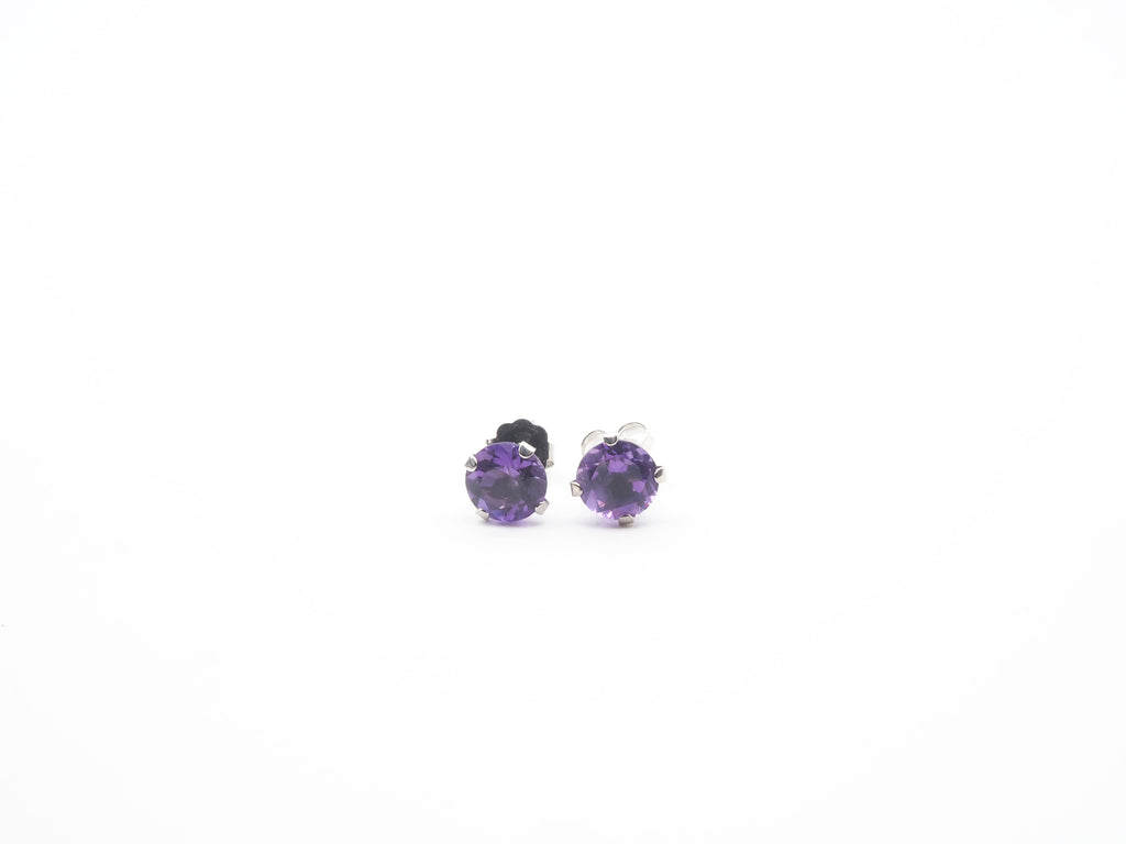 10K White Gold Amethyst Stud and Pendant,