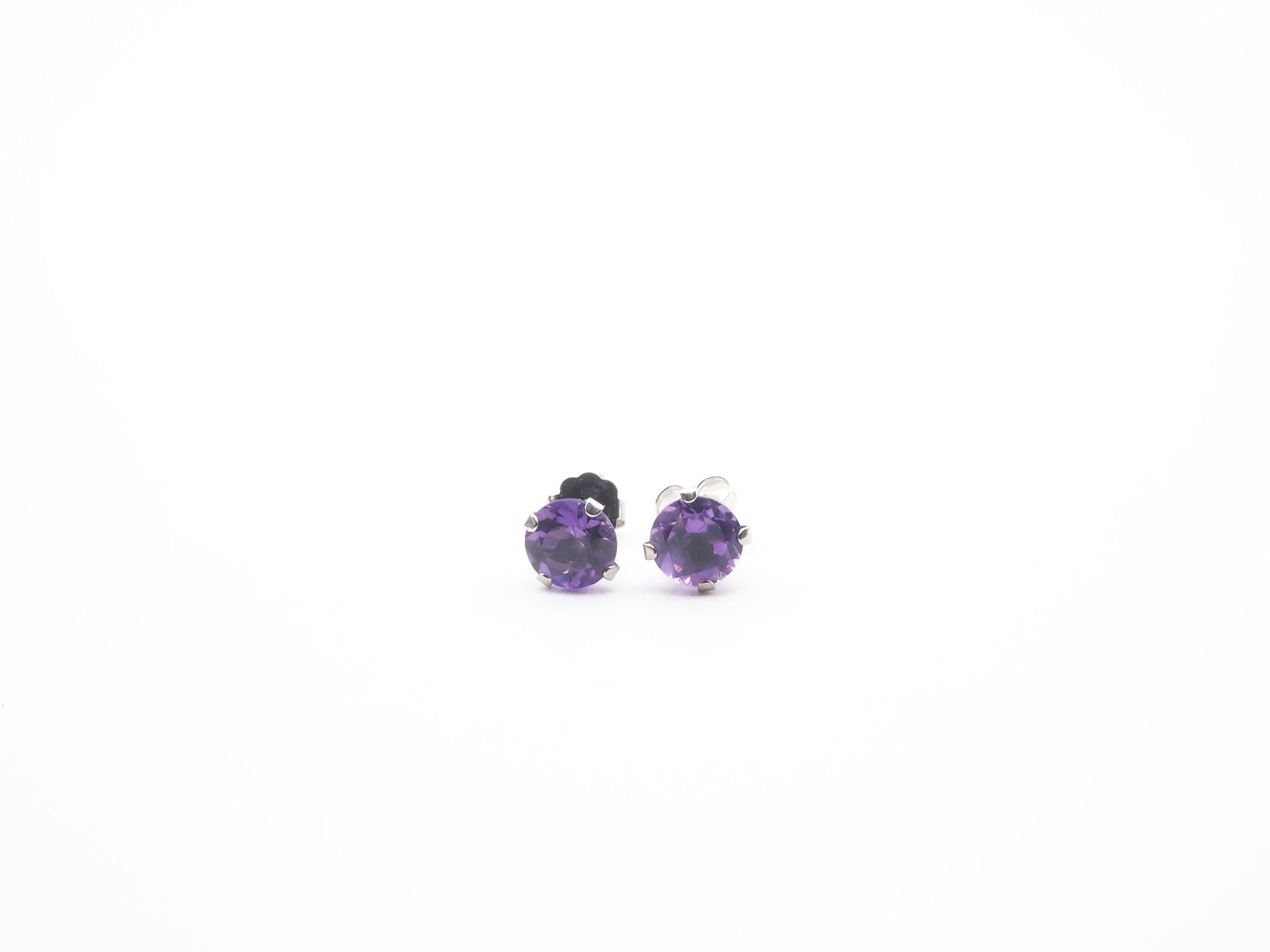 10K White Gold Amethyst Stud and Pendant,