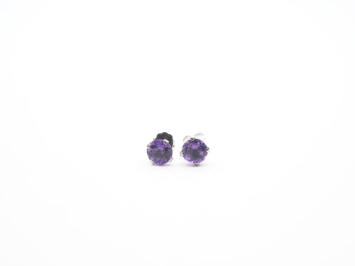 10K White Gold Amethyst Stud and Pendant,