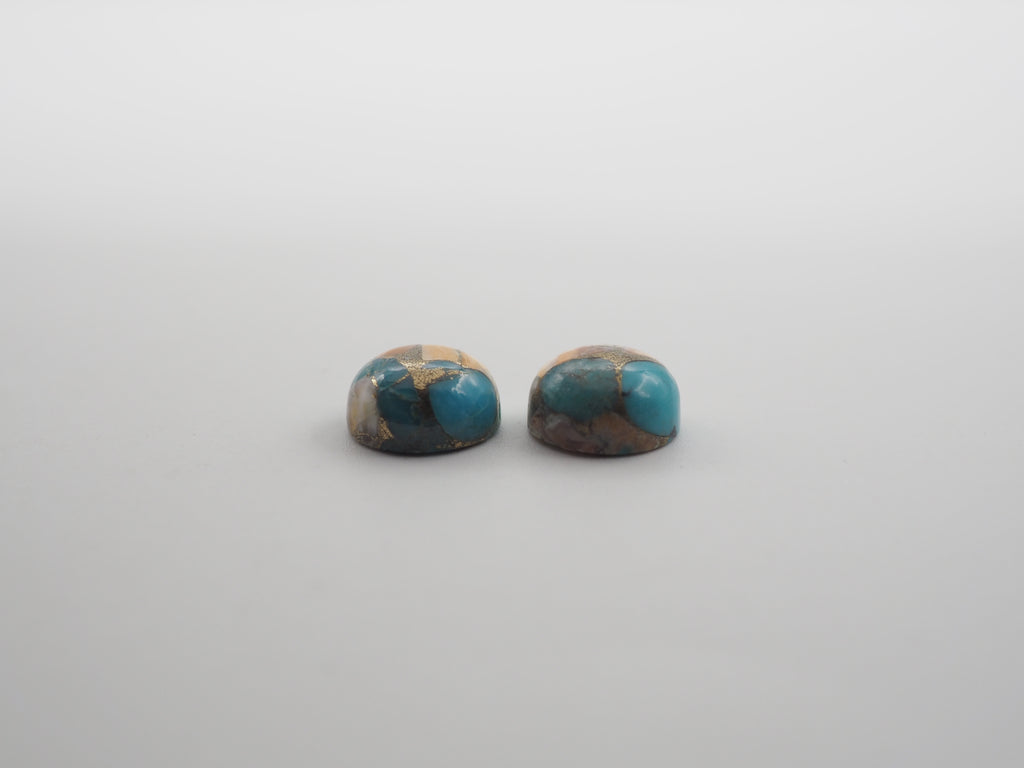 Oyster Copper Turquoise Cabochon Round 9 mm Approximately 6 Carat (GTG-OT-40)