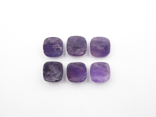 Natural Amethyst Cushion Shape ,Raw Rough Gemstone Slice bottom flat, 8mm Approximately 17.02 Carat