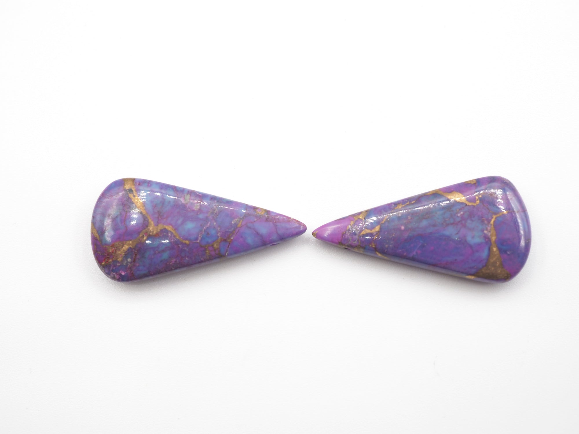 Copper Purple Turquoise  Drilled  Cabochon Almond Shape 30x15mm